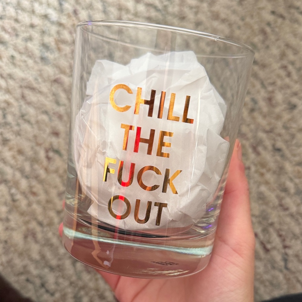 Chill Out Rock Glass with Gold Foil Text